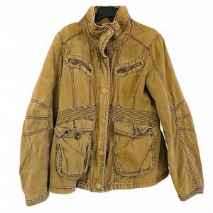 Kaki Utility Jacket Women Size M 100%Cotton